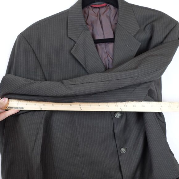 Pierre Cardin Suit Jacket Men's Size 42R 100% Wool Gray Pinstripe Lined Blazer - Picture 11 of 12